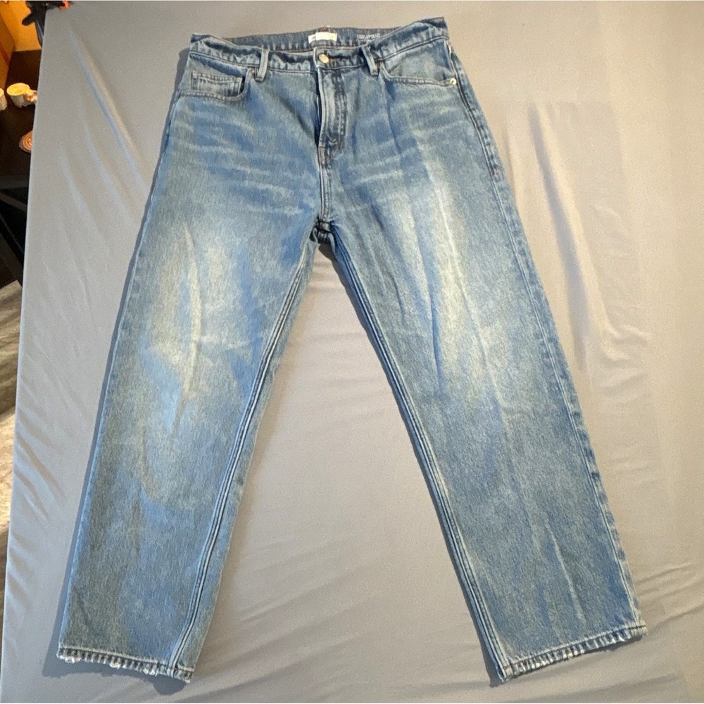 Good American Good Standard Straight Jeans Light Wash Blue Mid Rise Size 6 28